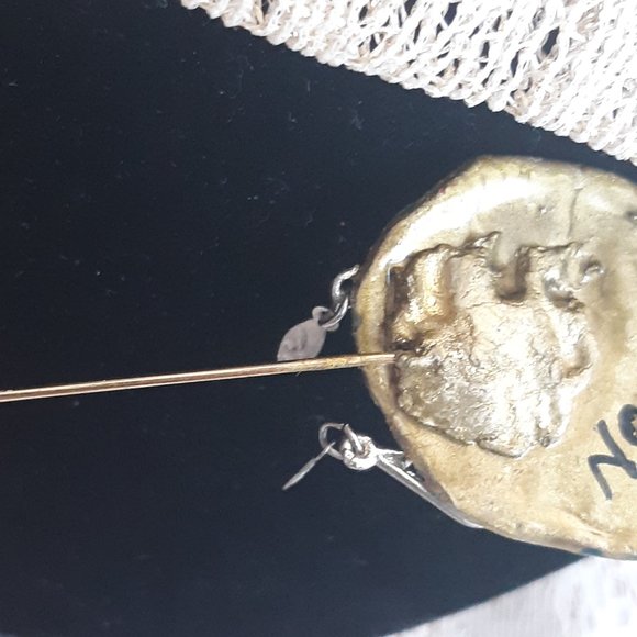 Vintage Collectible Signed NOEMI Sarel Hand Crafted Face Stick Pin  4" X 1.25” - Picture 6 of 9